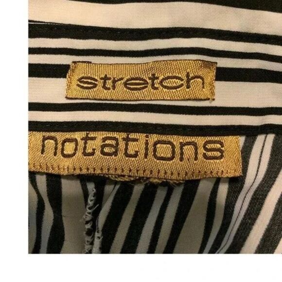 Notations Shirt Women's Large Striped Button Front Short Sleeves Stretch Top - Picture 5 of 5